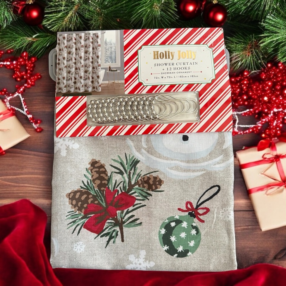 Home For The Holidays Shower Curtain with Hooks